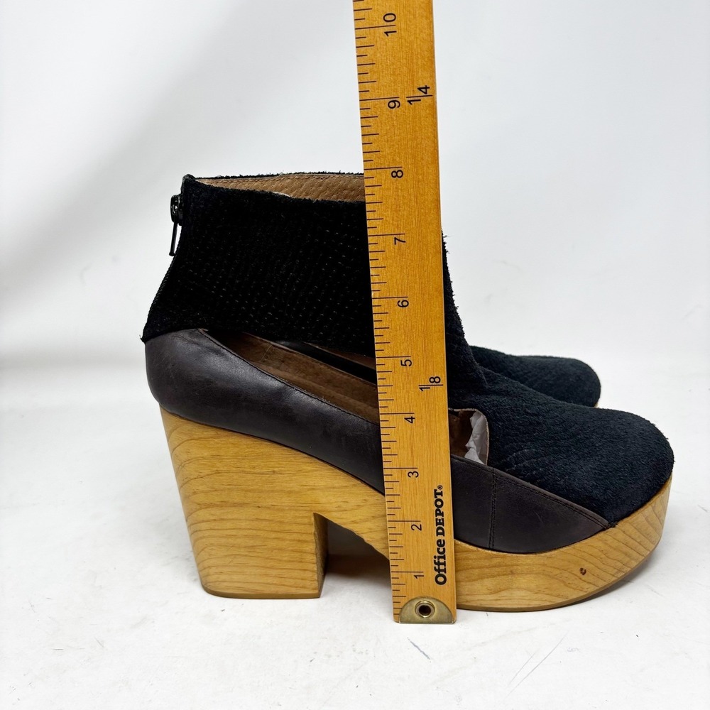 Free People Suede Leather Wood Platform Clog Block Heel Booties Size 40/9.5 - Picture 5 of 9